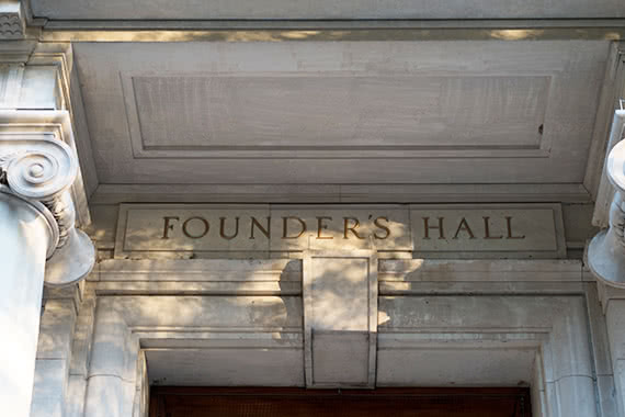 Cornice on Founder's Hall entrance