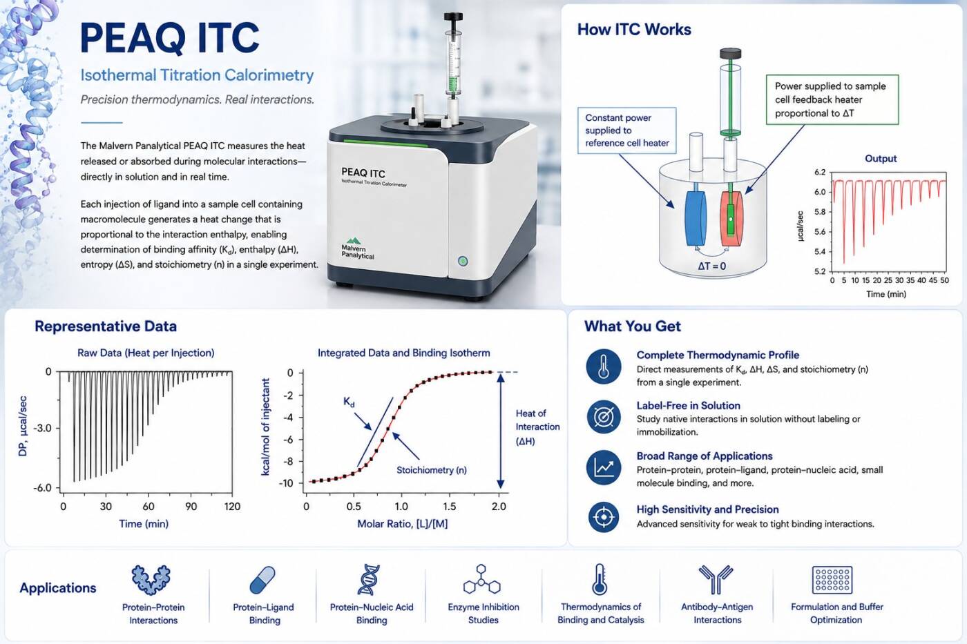 Isothermal Titration Calorimetry (ITC) is a label-free biophysical technique that directly measures the heat released or absorbed during molecular interactions.