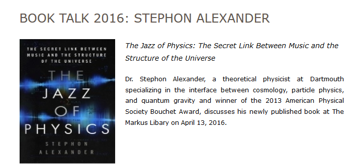 Book Talk 2016: Stephon Alexander