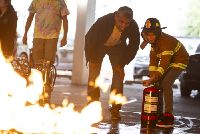 A fan favorite, at the fire safety station students received hands on fire extinguisher training.