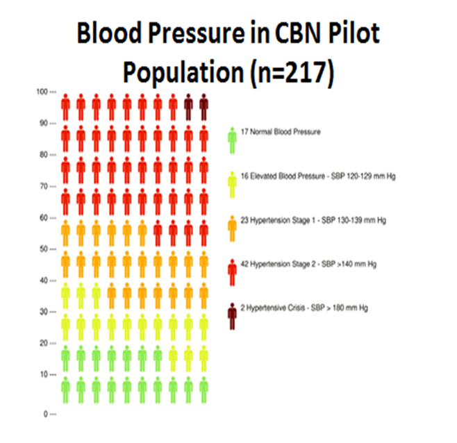 high blood pressure prevalence in CBN pilot population 
