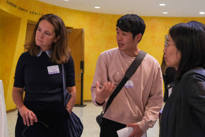 Three grant recipients discuss their research at the 2025 Hess Center Symposium.