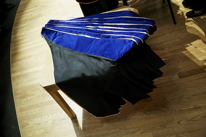 Hoods from a past Convocation ceremony
