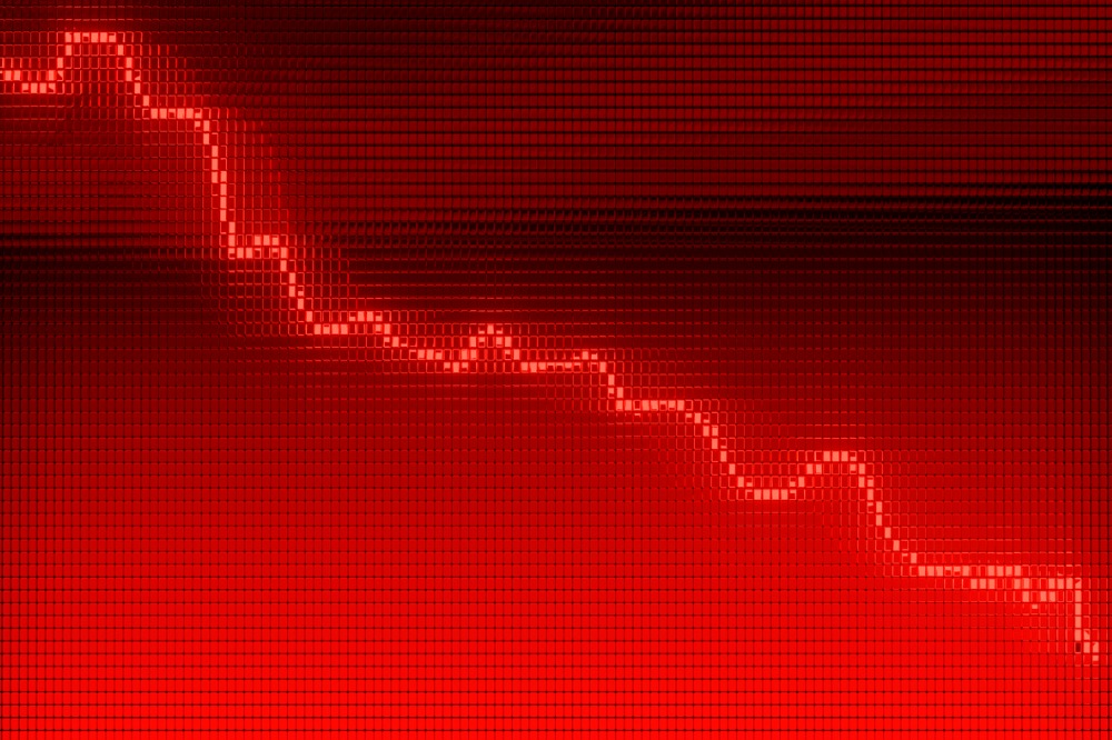 red downward graph