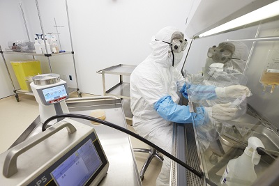 Rockefeller pharmacist in clean room
