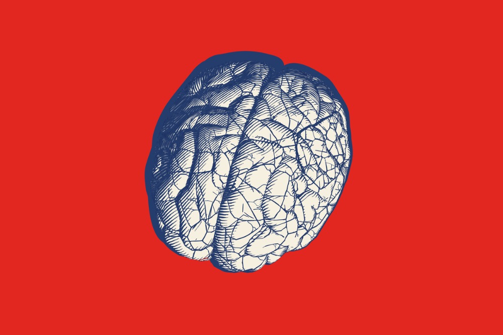 retro brain drawing
