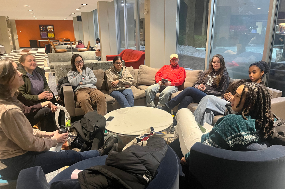 From left to right: Jeanne Garbarino, Anne van Vlimmeren, Jen Bohn, Adela Dujsikova, Raffia Ahmed, Parviz Daniel Hejazi Pastor, Kelly Eckartt, Sara Omer, and Sasha Mills. (Credit: Jessi Hersh)