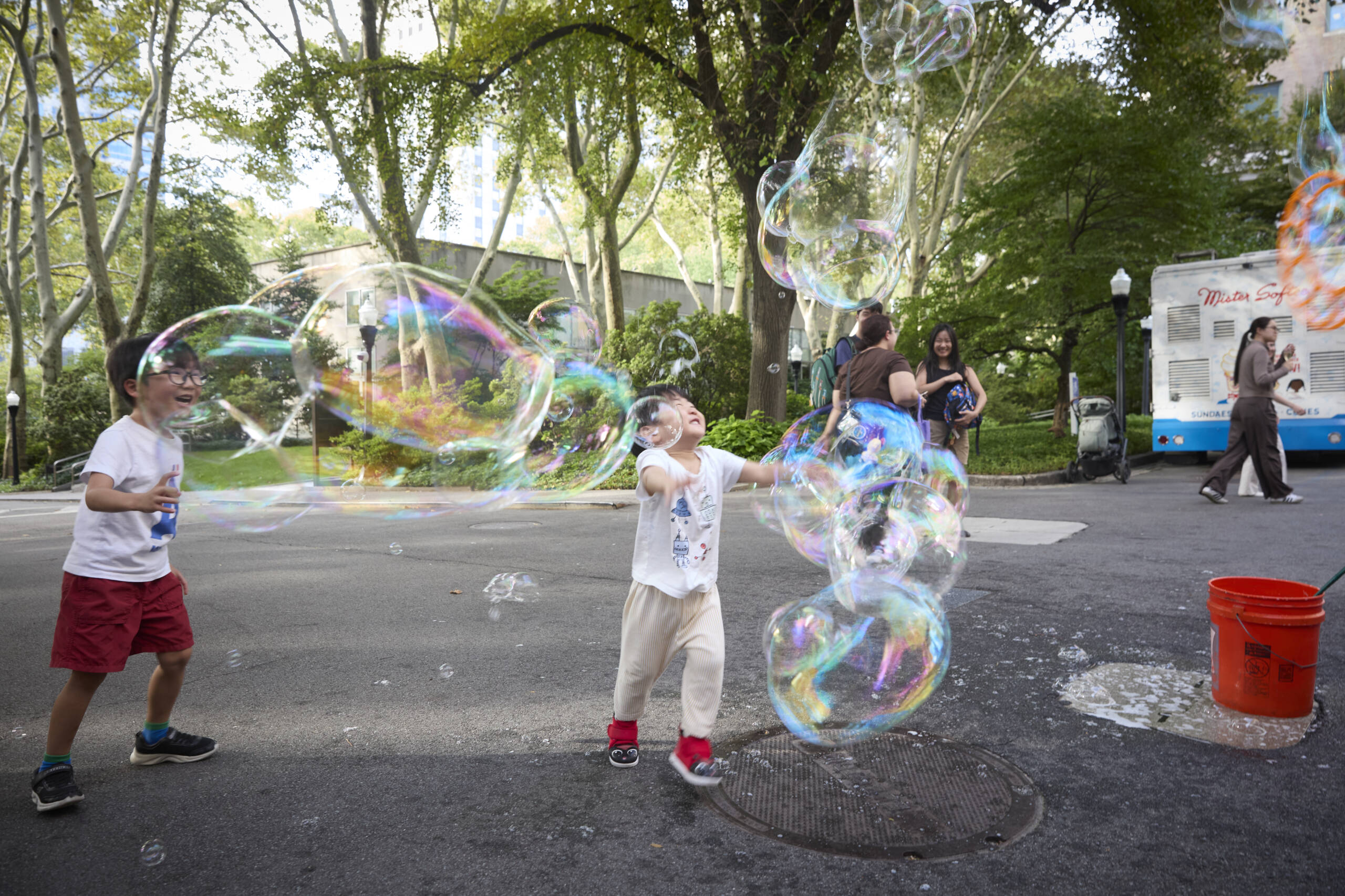 Bubbles provided endless entertainment for little ones.