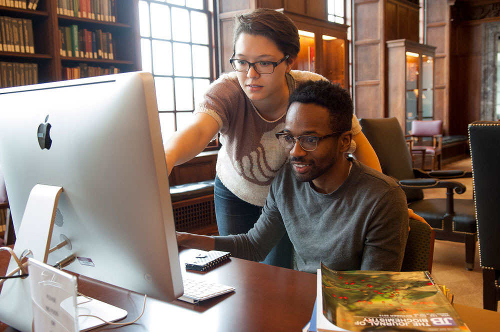 Students at Markus library