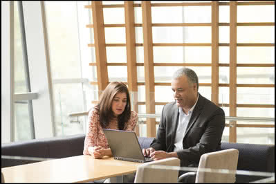 Mayte Suarez-Farinas and Joel Correa da Rosa in Greenberg Building
